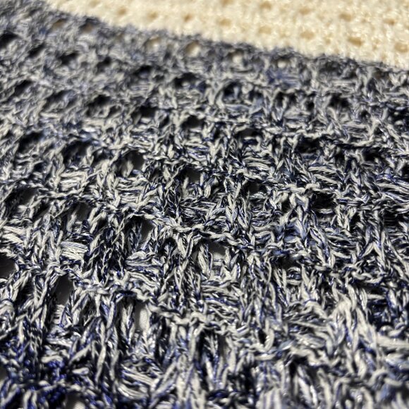 Chico’s Open Knit Ombre Sleeveless Cardigan‎ Vest Blue Gray Cream Medium/Large - Picture 11 of 12
